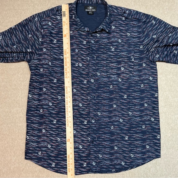 Brooklyn State Long Sleeve Button Up shirt blue red & white anchors mens Sz.4X - Picture 7 of 7